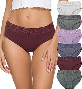Cotton Hipster Panties for Women Lace Hiphugger Panties Bikini Underwear Pack, Gray Line2, Small
