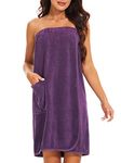 Knuffnee Wrap Towel for Women Body Wrap Bathrobe Shower Wrap Towels Adjustable Closure Purple XL