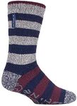 HEAT HOLDERS - Mens Striped Warm Fleece Lined Non Slip Thick Slipper Socks (6-11 uk, Grey Stripe (Oakley))