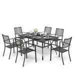 PHIVILLA Garden Table and Chairs Set of 6 Garden Furniture Sets Patio Table with 6 Garden Chairs Metal Outdoor Bistro Garden Furniture Sets for Deck, Yard, Balcony Weather-resistant