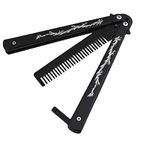 XBC Tech Dragon Totem Stainless Steel Practice Butterfly Knife Trainer and Comb Knife Trainer (Black)