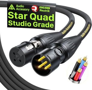 AA AUDIO ACCESSORY Pro Studio Star Quad XLR Cables 6ft, Neutrik REAN Gold Contacts, 19AWG OFC, Noiseless Dual Shielded, Kevlar-Reinforced Nylon Braided Balanced Microphone Cable for Shure RØDE Elgato