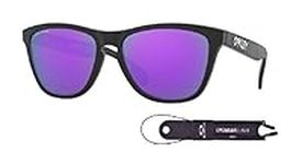 Oakley Frogskins OO9013H6 55M Matte Black/Prizm Violet Sunglasses For Men+BUNDLE Accessory Leash Kit+ BUNDLE with Designer iWear Eyewear Kit