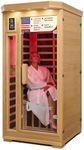 LifePro 1 Person Far Infrared Sauna for Home - Home Sauna, Tempered Glass Door, Oxygen Ionizer, & 7 Chromotherapy Lights for Indoor Sauna - Canadian Hemlock Wood Dry Sauna with Bluetooth Sound System