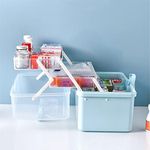 LIKEUDO 34 x 19 x 21.5 cm Blue 3 Layer First Aid Medicine Storage Box Family Medicine Organizer Emergency Medicine Organizer