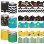 234 Feet of Scalloped Bulletin Board Borders in 6 Rolls - Trim for Classroom Whiteboard, Chalkboard, School Decor, 6 Assorted Cute Designs for Teacher Supplies (78 Pieces)