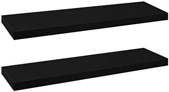 eSituro Floating Shelves, Set of 2 Large Black Wall Shelves,Simple to Install Wooden Shelf for Bedroom,Living Room,Kitchen,Display Storage Rack, Home Office Furniture Each Shelf 25x23x3.8cm