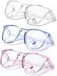 LeonDesigns Safety Glasses Anti-Fog Goggles Z87.1 Blue Light Blocking Anti-Dust UV Protection Glasses For Men Women (Square white+blue+pink)