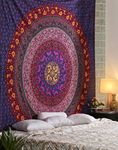 Hippie Tapestry Wall Decor Boho Wall Hanging Living Room Decoration Psychedelic Wall Tapestries Pink Blue 90x108 Inch