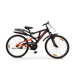 CYCLOSTAR Hercules Street Rider 26'T IBC Dual Suspension,Single Speed MTB Bicycle with Free Bell & Lock | Black/Orange, Ideal for - 10+ Years