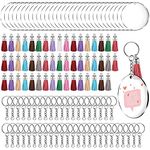 200 Pcs Acrylic Clear Keychain Blanks Tassels Set Including Key Rings with Chain and Jump Rings for DIY and Keychain Crafting (Round, 50 Sets)