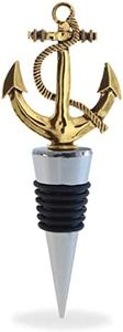 Cheers Metal Wine Stoppers 5 Inch, Cute Kitchen Decor Champagne Bottle Stopper, Wine Preserver Toppers Engagement Gifts for Wine Lovers, Decorative Home Decor & Kitchen Accessories - Gold Anchor