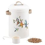 Navaris Bird Seed Box - 16cm x 25cm - Decorative Pots for Seeds and other Small Dry Pet Food - Small Garden Storage Tin