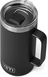 YETI Rambler Mug, Vacuum Insulated Stainless Steel Stackable Mug with Magslider Lid, Black, 24 oz (710 ml)