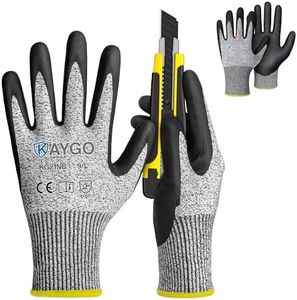 KAYGO Cut Resistant Gloves, MicroFoam Nitrile Coated, ANSI Cut level A3,Superior Grip Performance,Safety Work Gloves For Men and Women,KG21NB, 2 Pairs Grey, Large