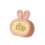 Aiyingmei Rabbit Digital Alarm Clock with Night Light,3 Sets of Alarms, Adjustable Volume & Brightness, Thermometer&Timer,Week Display,Perfect for Bedroom, Bedside, Adult,Kids (Pink)