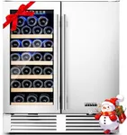 BODEGACOOLER Wine and Beverage Refrigerator 30 Inch,Dual Zone Wine Bverage Cooler,30" Under Counter Wine Cooler with French Door,Built-In & Freestanding,Holds 31 Bottles and 110 Cans