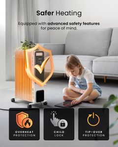 Pro Breeze 2500W Oil-Filled Radiator Heater – Black
