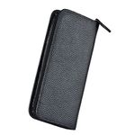 erofa Genuine Leather Fountain Pen Case 3 Divided Slots, Zippered Pen Case Pouch, Handmade Display Holder for Rollerball Pen (Black Color)