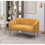 WOODEN FACTOR Seater,Loveseat Sofa Couch for Home and Living Room Bedroom & Office and Hallway Sofa Pumpkin Sofa 2 Seater Sofa & Couch (Yellow)