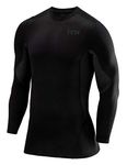 TCA Men's SuperThermal Compression Base Layer Top Long Sleeve Thermal Under Shirt - Black Stealth, XL