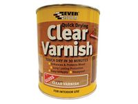 Everbuild – Quick Drying Clear Varnish – Indoor use – Ideal for interior wood – Scratch-resistant – Gloss Finish – 750ml