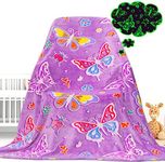 Gdindff Glow in The Dark Blanket Butterfly Gifts Toys for Girls Women Butterfly Blankets for Birthday Gifts for Kids