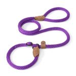 Mile High Life | Strong Soft Dog Slip Leash | Premium Poly Cotton Soft Comfortable Rope Dog Leash Dog Lead | Supports Strong Pulling Large Medium Small Dogs 4 or 5 Feet(Purple 4 Foot (Pack of 1))