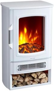 Neo 1000W / 2000W Freestanding Electric Fire Stove Heater Burner Realistic Flame and Log Store (White)