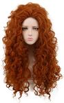 Yuehong Long Curly Orange Heat Resistant Cosplay Wigs Good Shape Cos Wig