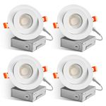 LMP 4 Pack LED Recessed Lighting 4 Inch, Selectable 2700K/3000K/3500K/4000K/5000K, Dimmable Canless Lights with Junction Box, 10W, 900 LM Brightness, CRI90+, Dimmable Can Lights Downlight with ETL&UL