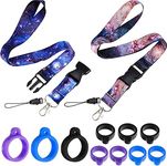 Anti Lost Necklace Lanyard for Women and Men 12 Pcs ID Key Lanyard Set Include 2 Neck Lanyard Strap 10 Ring Adjustable Holder(Black, Blue, Purple)