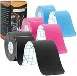 Kinesiology Tape Precut (3 Rolls,60 Strips) Waterproof Sports Tape for Athletes Physio Elastic Tape Pain Relief Adhesive for Muscles Shin Splints Ankle Knee & Shoulder 5m(Mix Color)