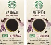 (2 Pack) Starbucks Via Ready Brew, Decaf Italian Dark Roast Instant Coffee, 7-Count Each
