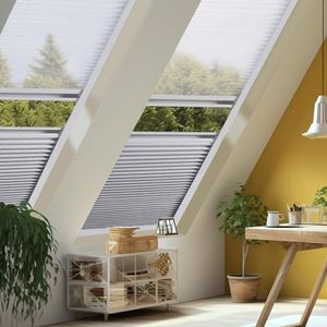 ZSHINE Manual Day Night Honeycomb Cellular Shades Light Filtering Thermal Retardation Non Wovens Fabric for Velux Skylight Window (White)