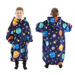 KEPLIN Oversized Blanket Hoodie - Thermal & Soft Hoodie Blanket with Sherpa Lining, Large Pocket & Elasticated Cuff Sleeves - One Size Fits All, Kids (134x80x77cm)