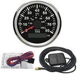 ELING 85mm Waterproof 80 MPH GPS Speedometer Speed Gauge Kit with Course for Marine Jet Ski with Backlight 12 24 Volt (LED Shows Course not Odometer)