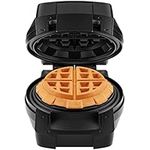 Chefman Big Stuff, Belgian Deep Stuffed Waffle Maker, Mess-Free Moat, 5-Inch Diameter with Dual-Sided Heating Plates, Wide Wrap with Locking Lid, Pour Light Indicator, Cool-Touch Handle, Black