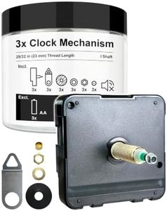 MXDFL High Torque Wall Clock Mechanism Replacement Long Shaft, Silent Quartz Movement with Hands and Motor Kit, DIY Repair Parts for Clocks Battery Operated, 29/32 in (23 mm) Thread Length