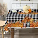 cusugbaso Thanksgiving Tablecloth 60x120 for Recatangle Table - Fall Decorations for Home - Buffalo Plaid Thankful and Blessed Table Cloth Pumpkins Fall Decor for Home, Party, Indoor