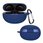 Printme Silicone Case Cover for Realme Buds T110, Earphone Case with Hook Keychain [Earbuds Not Included] (Blue)