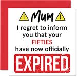 Funny 60th Birthday Cards for Mum - Your Fifties Have Expired - Happy Birthday Card for Mum Mummy Mom Mama from Son Daughter, 145mm x 145mm Banter Joke Humour Bday Greeting Cards Gift