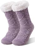 EBMORE Fuzzy Socks for Women Fluffy Cozy Cabin Winter Warm Soft Fleece Comfy Thick Christmas Socks Grips Non Slip Stocking Stuffers for Women Teen Girls Wife Christmas Birthday Gifts(Light Purple)