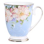 AWHOME Royal Fine China Coffee Mug Assorted Colors Tea Cup 11 oz (1, Blue) (Blue)