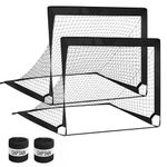 VerteLife 2 Pack Football Goals, 4Ft × 3Ft Mini Football Net Youth Portable Pop Up Soccer Goals Foldable Goal Post with 2pcs Captain Armbands for Garden Indoor Backyard Playground (Black)