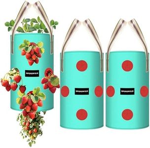 SPONDWILD 3 Pack Hanging Strawberry Planter Bags, 10 Gallon Hanging Grow Bags with Bottom Planting Hole, Thickened PE Strawberry Pot for Vegetables Herbs Tomatoes