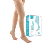 FOWLNEST-Medical Compression Stockings for Varicose Veins | Class II Compression Socks | dvt stockings for women | Varicose veins stockings For men and women | 23-32 mm Hg graduated compression | Thigh Length -MED