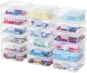 OMNISAFE 18 Pack Small Plastic Hobby Art Craft Organizer, Clear Plastic Storage Containers with Latching Lid, for Pencil Box, Lego, Crayon