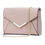 KKXIU Women Elegant Faux Leather Evening Envelope Clutch Purse Foldover Bags for Party Wedding Prom, A-pink