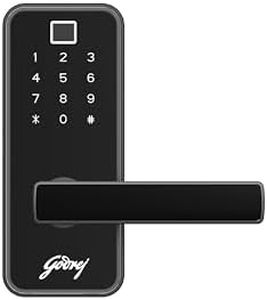 Godrej Steel Digital Lock I Catus Touch Pro I Smart Lock for Wooden Door I 3 in 1 Access I Fingerprint I Pin Access I Mechanical Key I Privacy Function (Black)